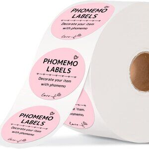 750 Phomemo 2" Pink Circle Thermal Sticker Labels